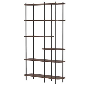 NORDLYS Goteborg bogreol, m. 5 hylder - brun tr og sort metal