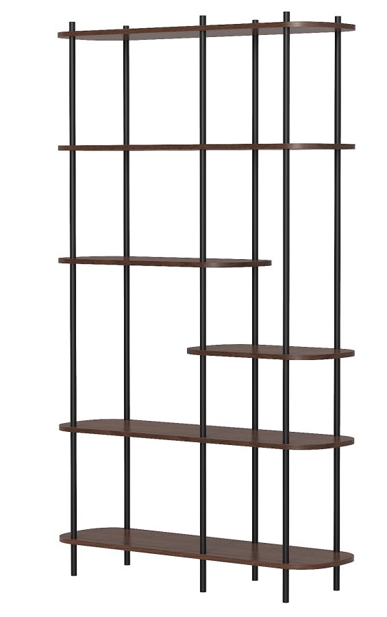 NORDLYS Goteborg bogreol, m. 5 hylder - brun tr og sort metal