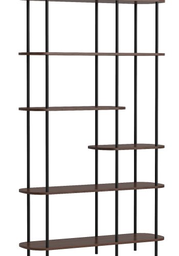 NORDLYS Goteborg bogreol, m. 5 hylder - brun tr og sort metal