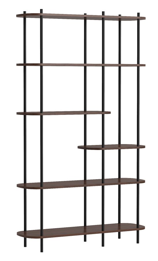 NORDLYS Goteborg bogreol, m. 5 hylder - brun tr og sort metal