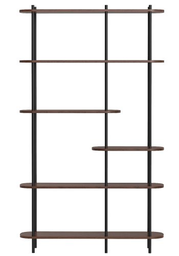 NORDLYS Goteborg bogreol, m. 5 hylder - brun tr og sort metal
