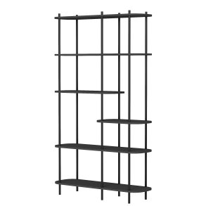 NORDLYS Goteborg bogreol, m. 5 hylder - sort tr og sort metal