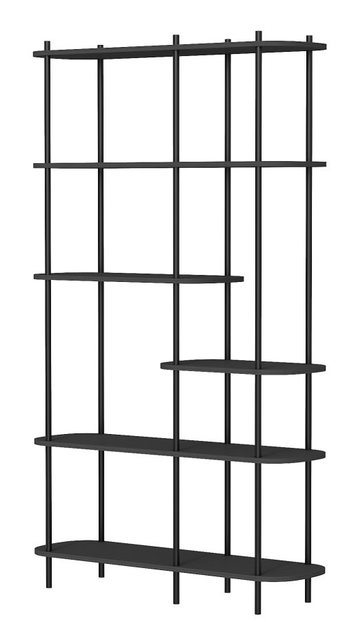 NORDLYS Goteborg bogreol, m. 5 hylder - sort tr og sort metal