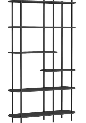 NORDLYS Goteborg bogreol, m. 5 hylder - sort tr og sort metal