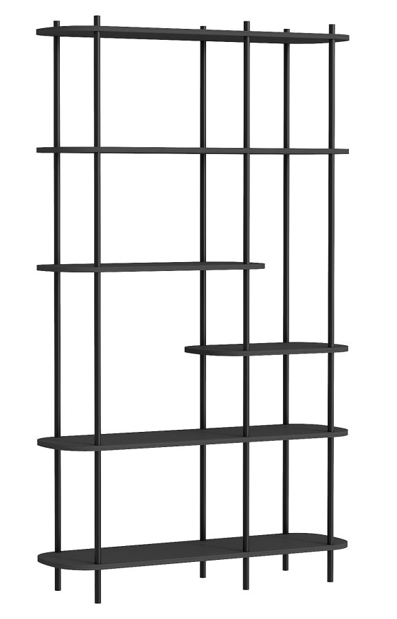 NORDLYS Goteborg bogreol, m. 5 hylder - sort tr og sort metal