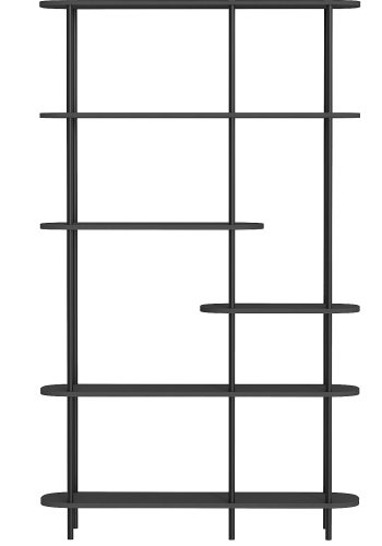 NORDLYS Goteborg bogreol, m. 5 hylder - sort tr og sort metal