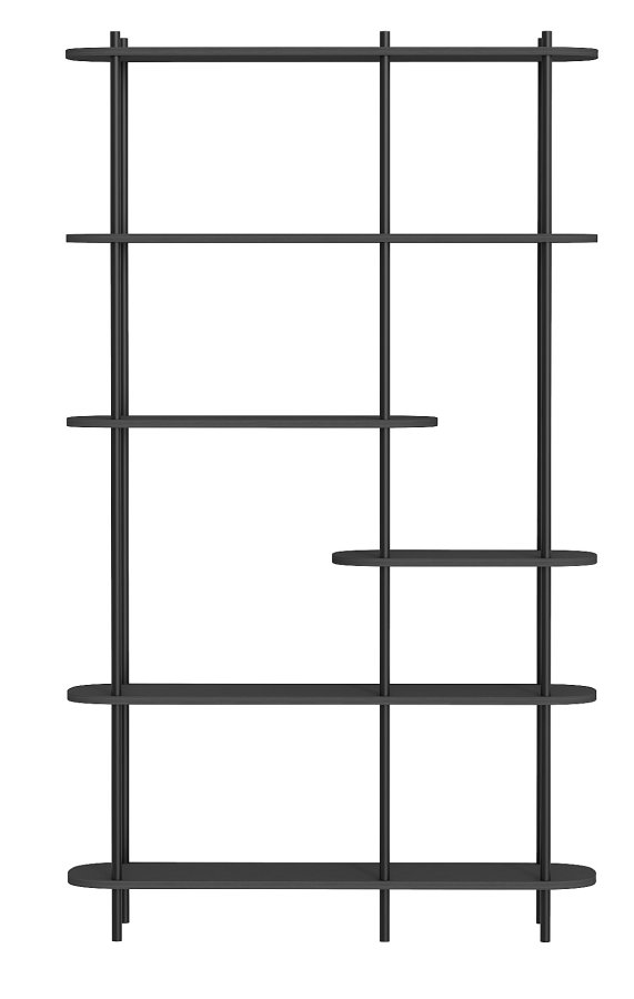 NORDLYS Goteborg bogreol, m. 5 hylder - sort tr og sort metal