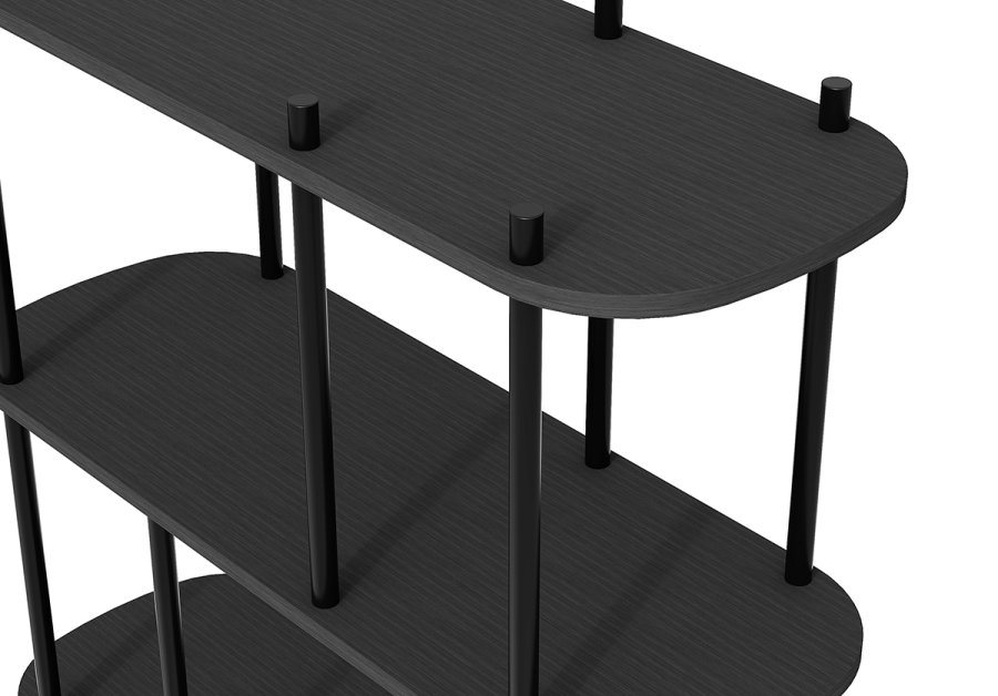 NORDLYS Goteborg bogreol, m. 5 hylder - sort tr og sort metal