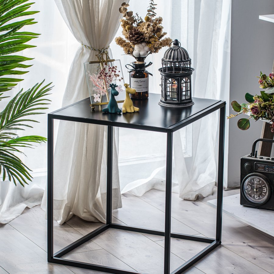 NORDLYS Hagen sidebord, kvadratisk - sort metal (45x45)