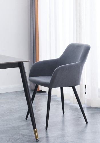 NORDLYS Holm spisebordsstol, m. armln - gr fljl og sort metal