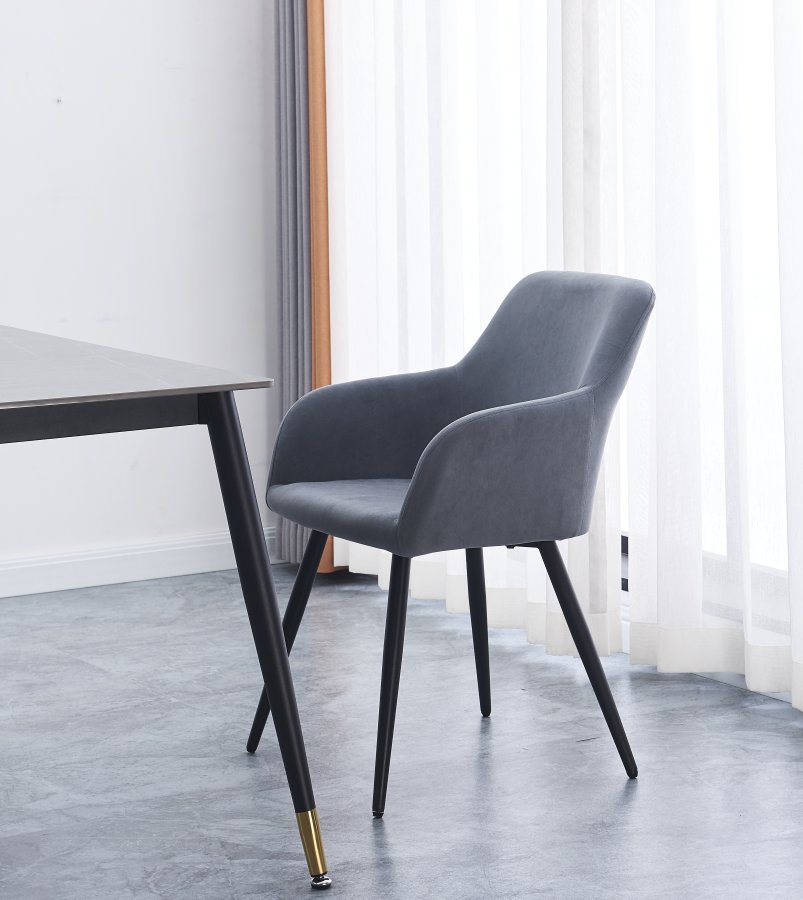 NORDLYS Holm spisebordsstol, m. armln - gr fljl og sort metal