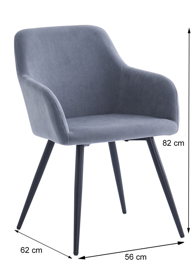 NORDLYS Holm spisebordsstol, m. armln - gr fljl og sort metal