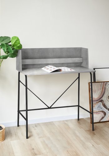 NORDLYS Houston computerbord, rektangulr - gr tr og sort metal (90x48)