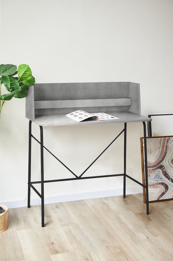 NORDLYS Houston computerbord, rektangulr - gr tr og sort metal (90x48)