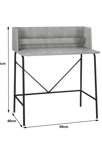 NORDLYS Houston computerbord, rektangulr - gr tr og sort metal (90x48)