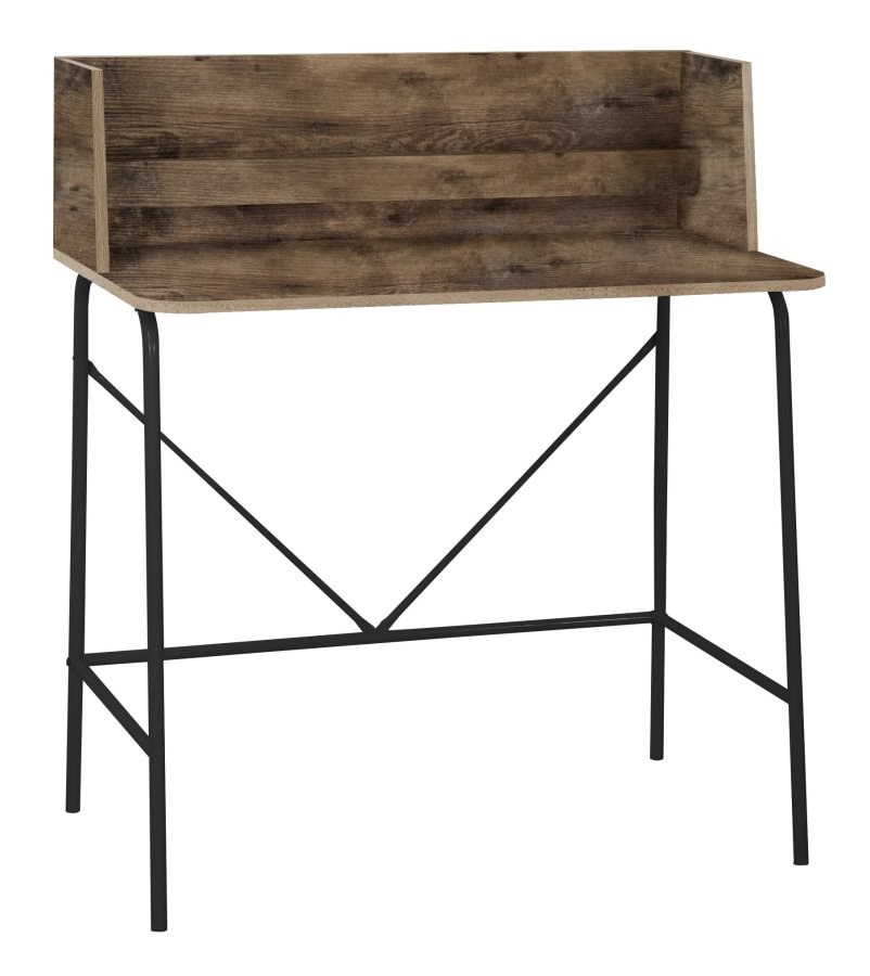 NORDLYS Houston computerbord, rektangulr - brun tr og sort metal (90x48)