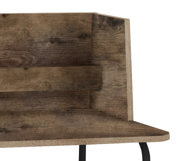 NORDLYS Houston computerbord, rektangulr - brun tr og sort metal (90x48)