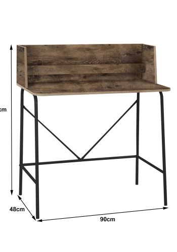 NORDLYS Houston computerbord, rektangulr - brun tr og sort metal (90x48)