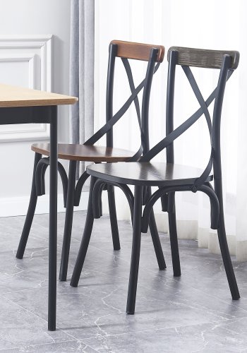 NORDLYS Howard spisebordsstol - gr asketr og sort metal