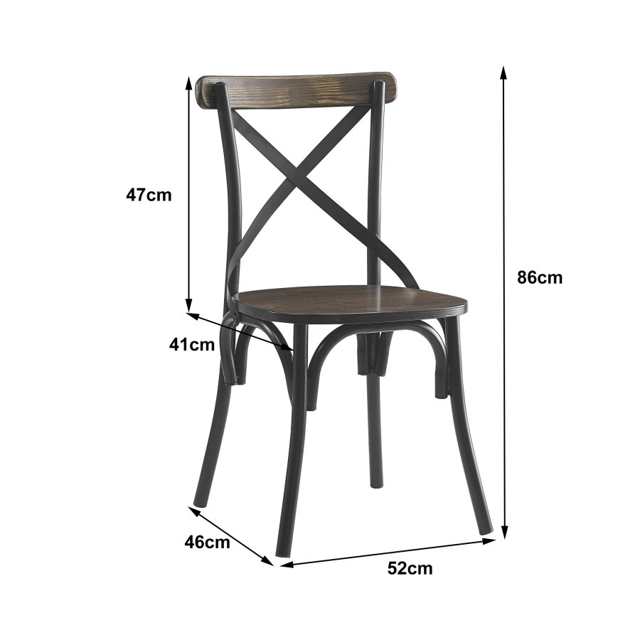 NORDLYS Howard spisebordsstol - gr asketr og sort metal
