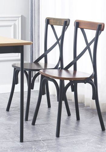 NORDLYS Howard spisebordsstol - brun asketr og sort metal