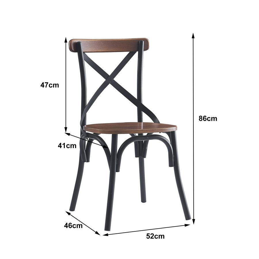 NORDLYS Howard spisebordsstol - brun asketr og sort metal