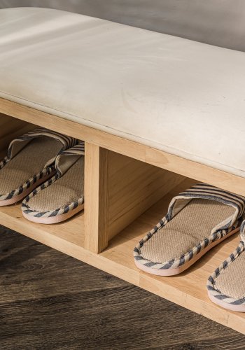 NORDLYS Isumi bnk, m. hylde - natur rattan og tr (90x35)