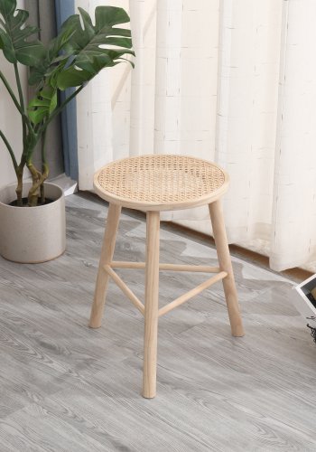 NORDLYS Itami skammel, rund - natur rattan og fyrretr (31)