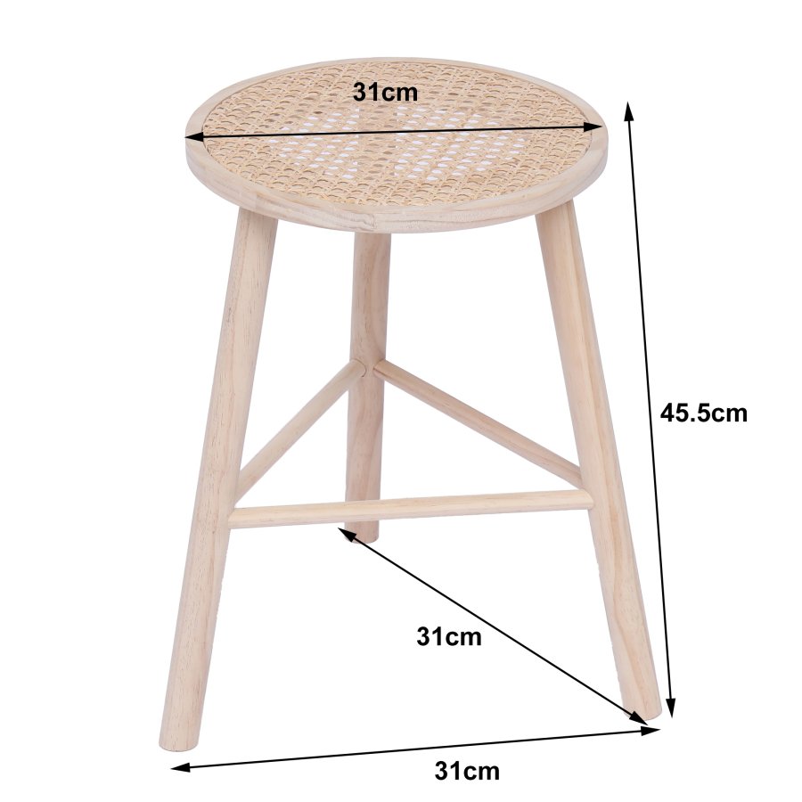 NORDLYS Itami skammel, rund - natur rattan og fyrretr (31)