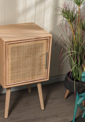 NORDLYS Kanoya sengebord, m. 1 lge - brun rattan og bg (40x38)