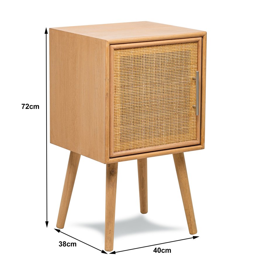 NORDLYS Kanoya sengebord, m. 1 lge - brun rattan og bg (40x38)