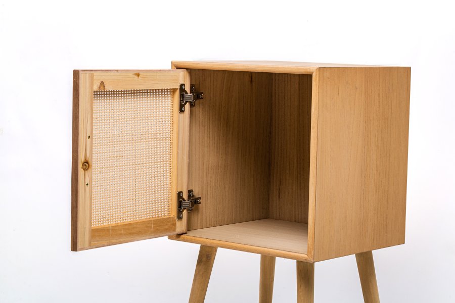 NORDLYS Kanoya sengebord, m. 1 lge - brun rattan og bg (40x38)