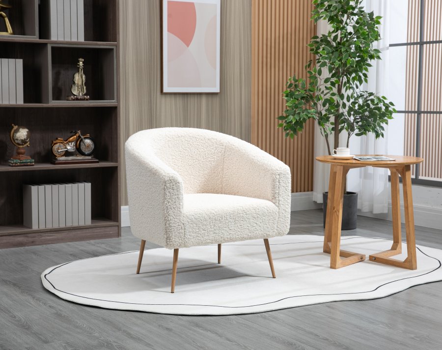 NORDLYS Kiruna lnestol - hvid uld og metal