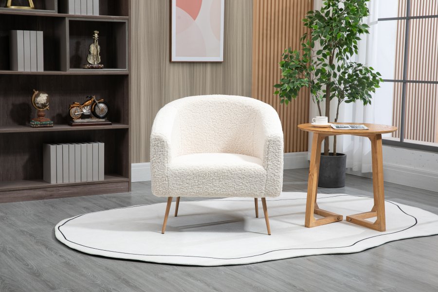 NORDLYS Kiruna lnestol - hvid uld og metal