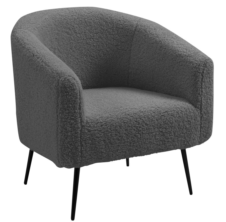 NORDLYS Kiruna lnestol - mrkegr uld og sort metal