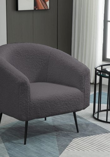 NORDLYS Kiruna lnestol - mrkegr uld og sort metal