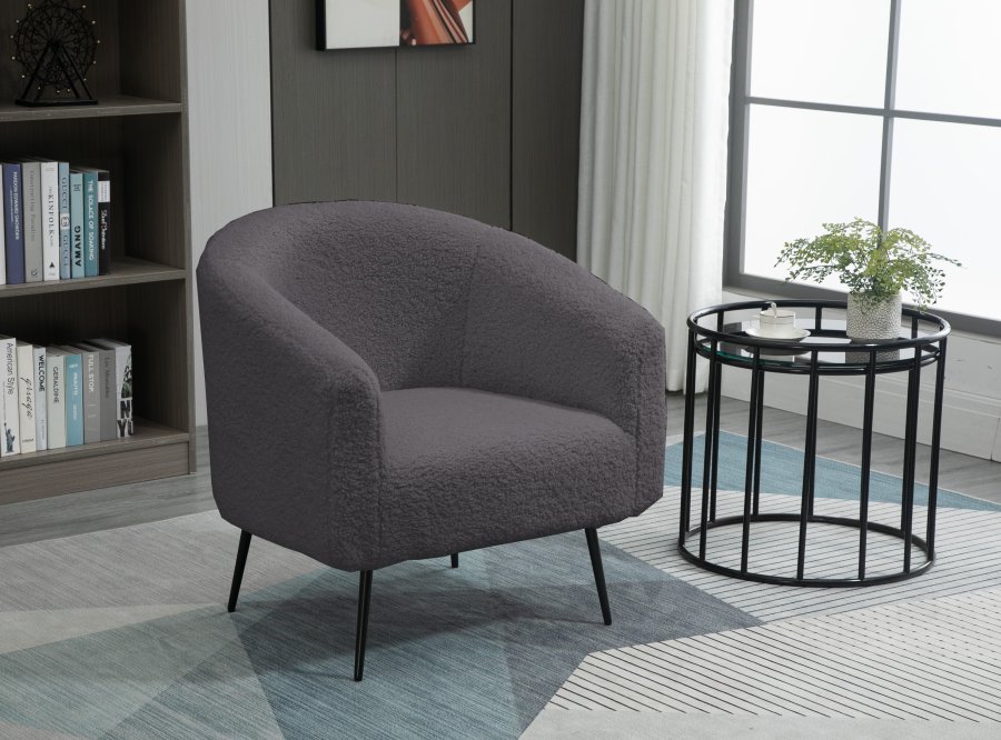 NORDLYS Kiruna lnestol - mrkegr uld og sort metal