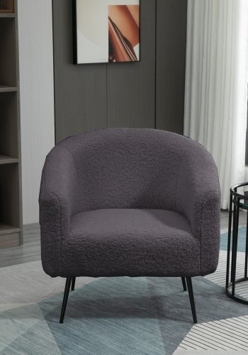 NORDLYS Kiruna lnestol - mrkegr uld og sort metal