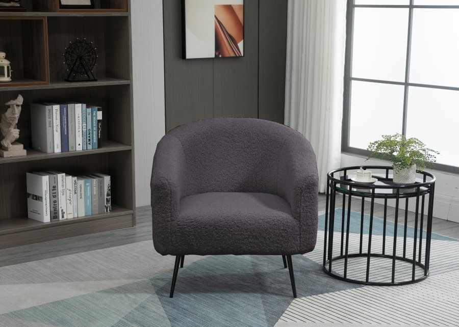 NORDLYS Kiruna lnestol - mrkegr uld og sort metal