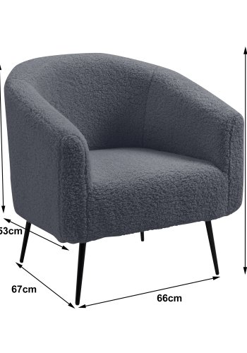 NORDLYS Kiruna lnestol - mrkegr uld og sort metal