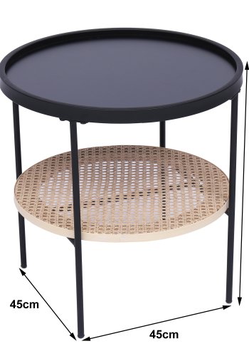 NORDLYS Kiryu sidebord, m. 1 hylde - sort metal og natur rattan (45)