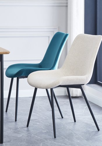 NORDLYS Koge spisebordsstolen - beige stof og sort metal