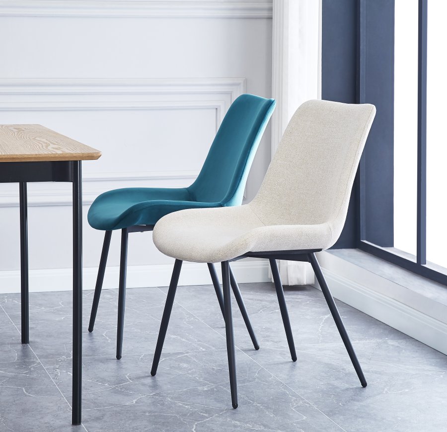 NORDLYS Koge spisebordsstolen - beige stof og sort metal