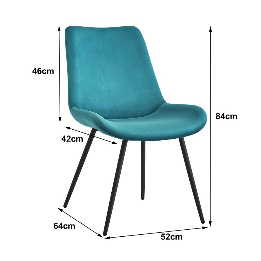 NORDLYS Koge spisebordsstolen - andebl velour og sort metal