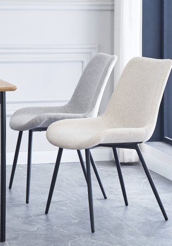 NORDLYS Koge spisebordsstolen - gr stof og sort metal