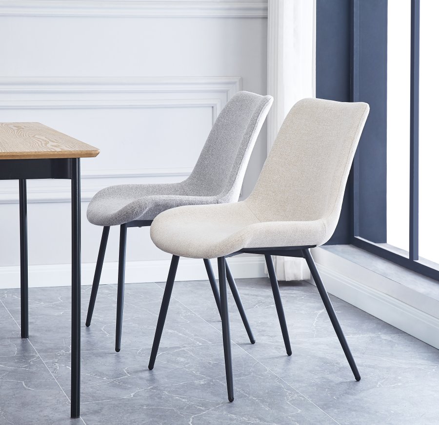 NORDLYS Koge spisebordsstolen - gr stof og sort metal