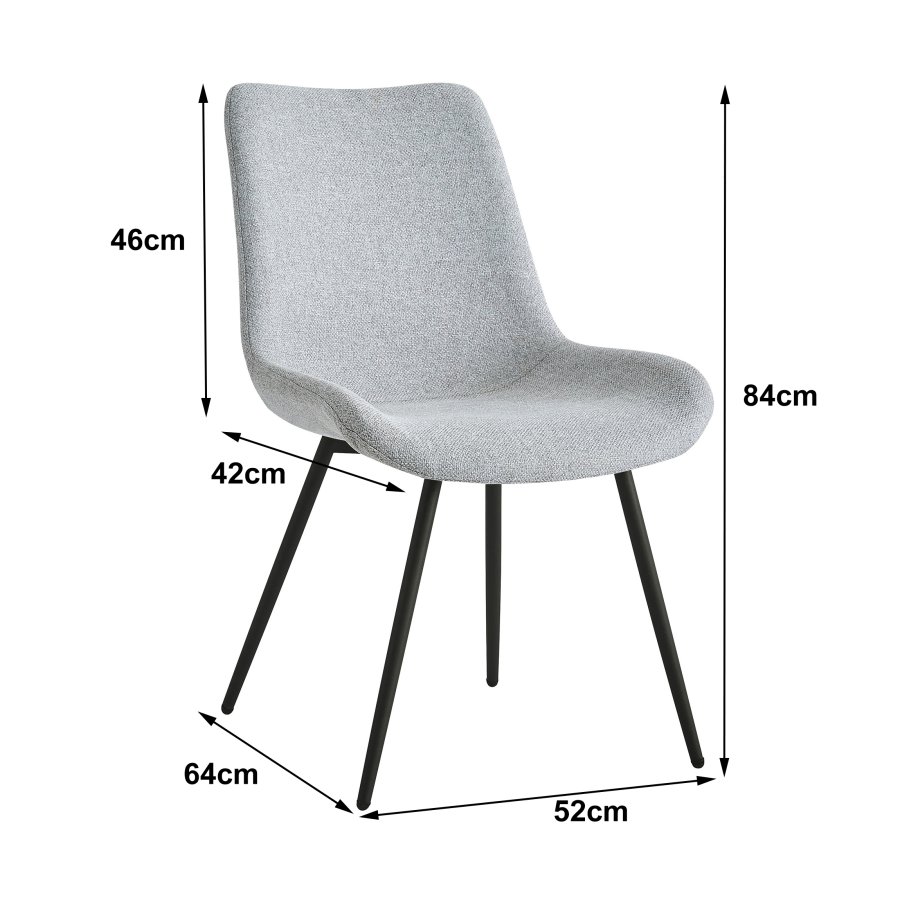 NORDLYS Koge spisebordsstolen - gr stof og sort metal