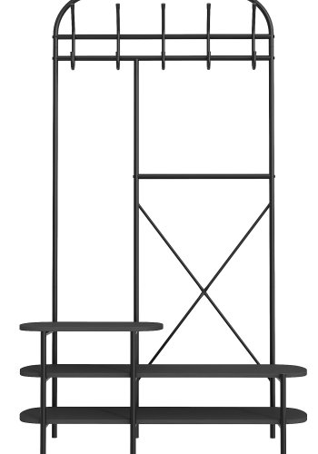NORDLYS Lester garderobestativ, m. 5 knager og 3 hylder - sort tr og metal (H:165)