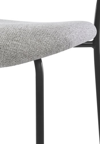 NORDLYS Lincoln spisebordsstol, stabelbar - gr stof, tr og sort metal