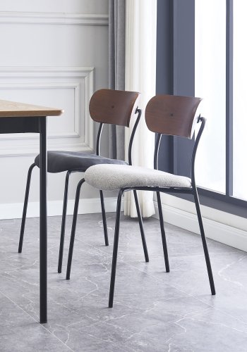 NORDLYS Lincoln spisebordsstol, stabelbar - gr stof, tr og sort metal